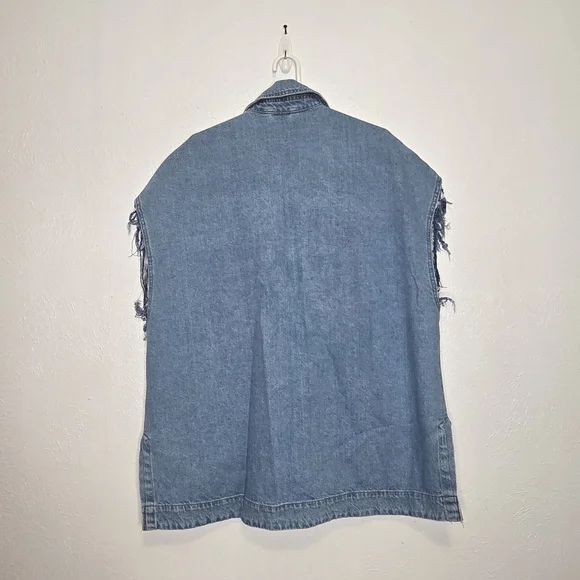 We The Free Madison City Denim DYI Vest Jacket Women's Size Medium Altered - Picture 11 of 16